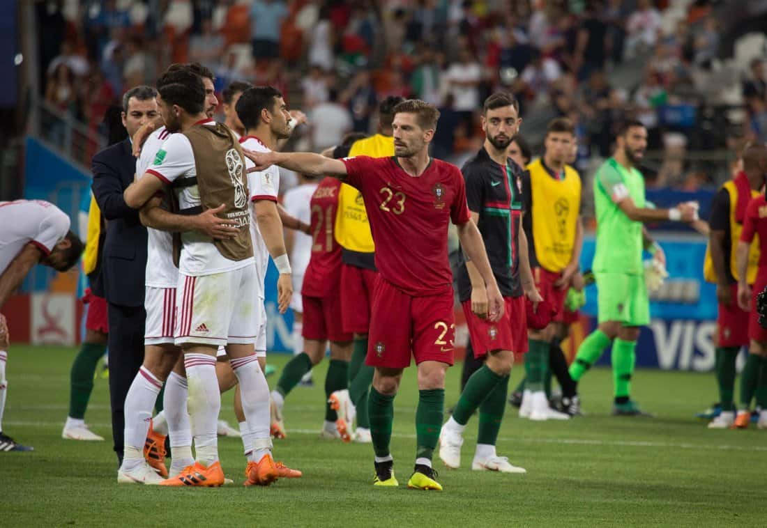 VM-match på fotbollsarena